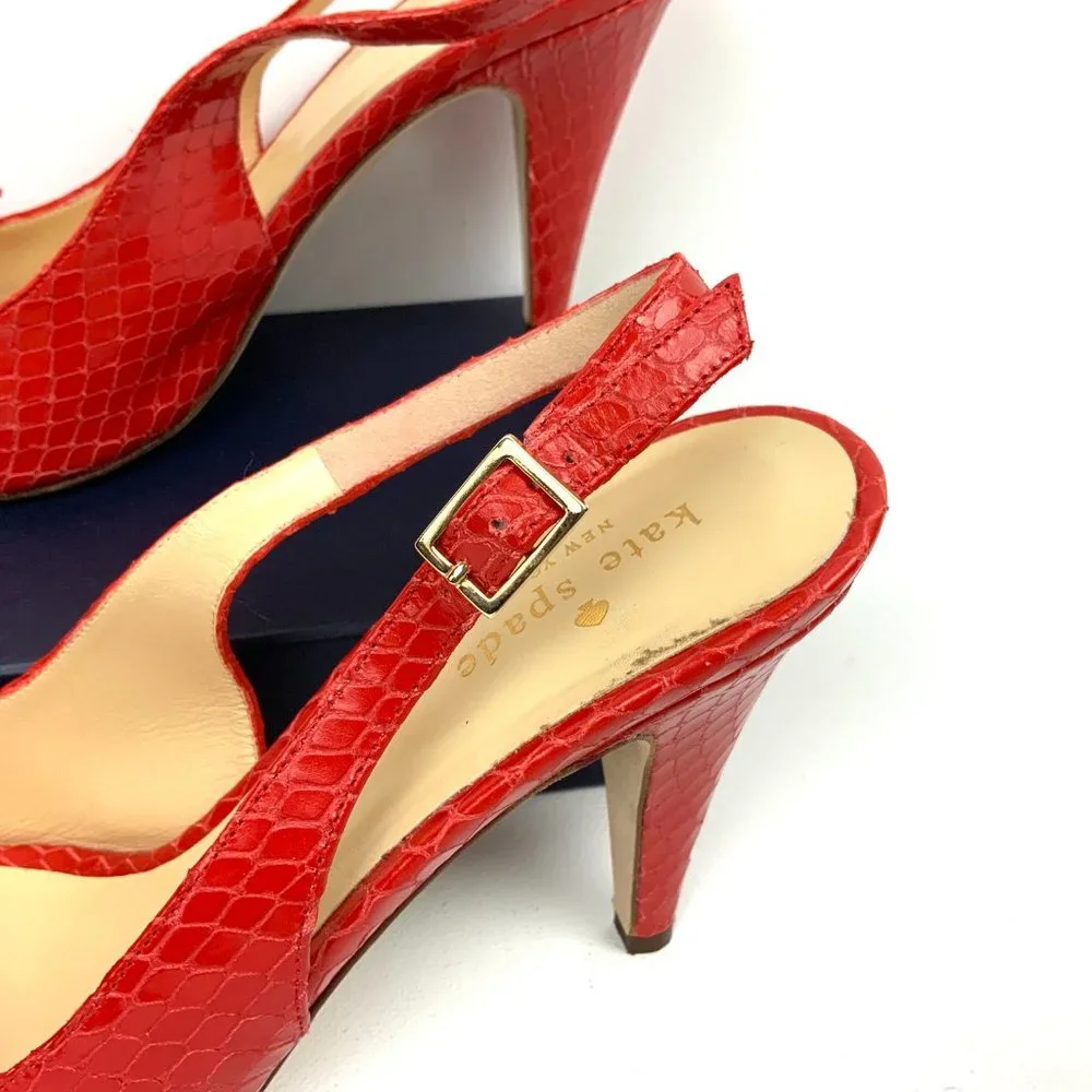 Kate Spade New York Scarlet Red Slingback Heels Pumps Italy Sz 9